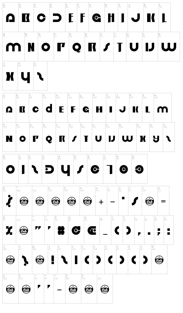 Order in Chaos font map